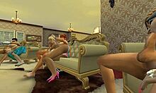 Donne anziane danno piacere a giovani uomini in un ambiente di fascia alta - una versione di Sims 4!