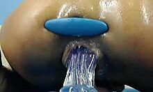 Riveting close-up shots: gaped asshole and stretched-out pussy