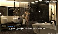 W animowanej grze 3D macocha zdradza męża z dużymi piersiami i cieszy się gorącym spotkaniem z młodszym mężczyzną po prysznicu w hotelu